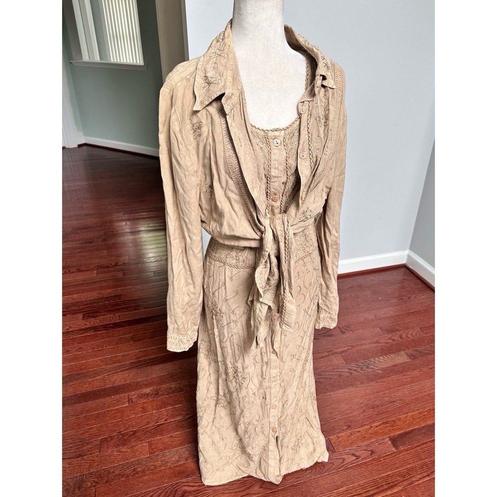 Vintage Embroidered Unique Pattern 2 Piece Sun Dress & Long Sleeve Matching Set - Picture 6 of 12